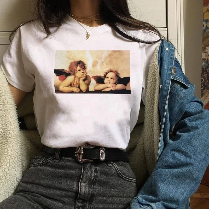 

Angel T Shirt Raphael Cherubs Sistine Madonna 2 Angels T-Shirt, Angel Funny Smoking Printed Tees