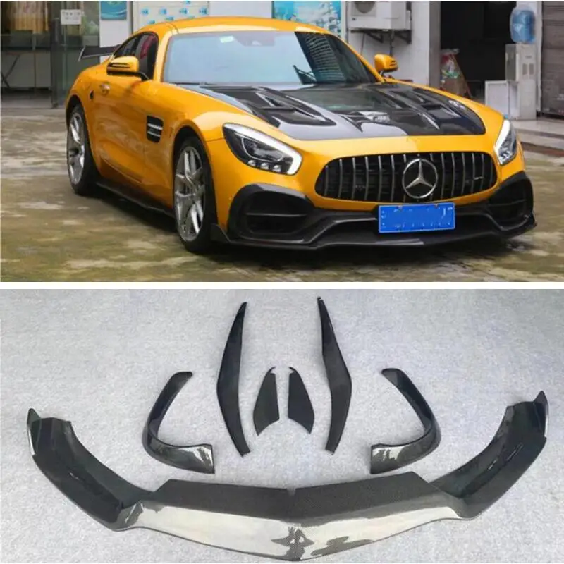 

High Quality REAL Carbon Fiber Front Lip Diffuser Bumper Kit Spoiler For Mercedes Benz AMG GT GTS GTC GTR 2015-2023