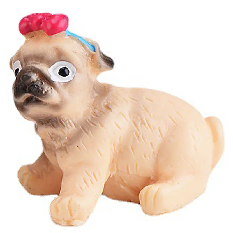 

2PCS Pug Puppy Figurine Cartoon Dog Animal Character Fairy Garden Home Miniature Ornament Desk Decoration DIY Accessory New