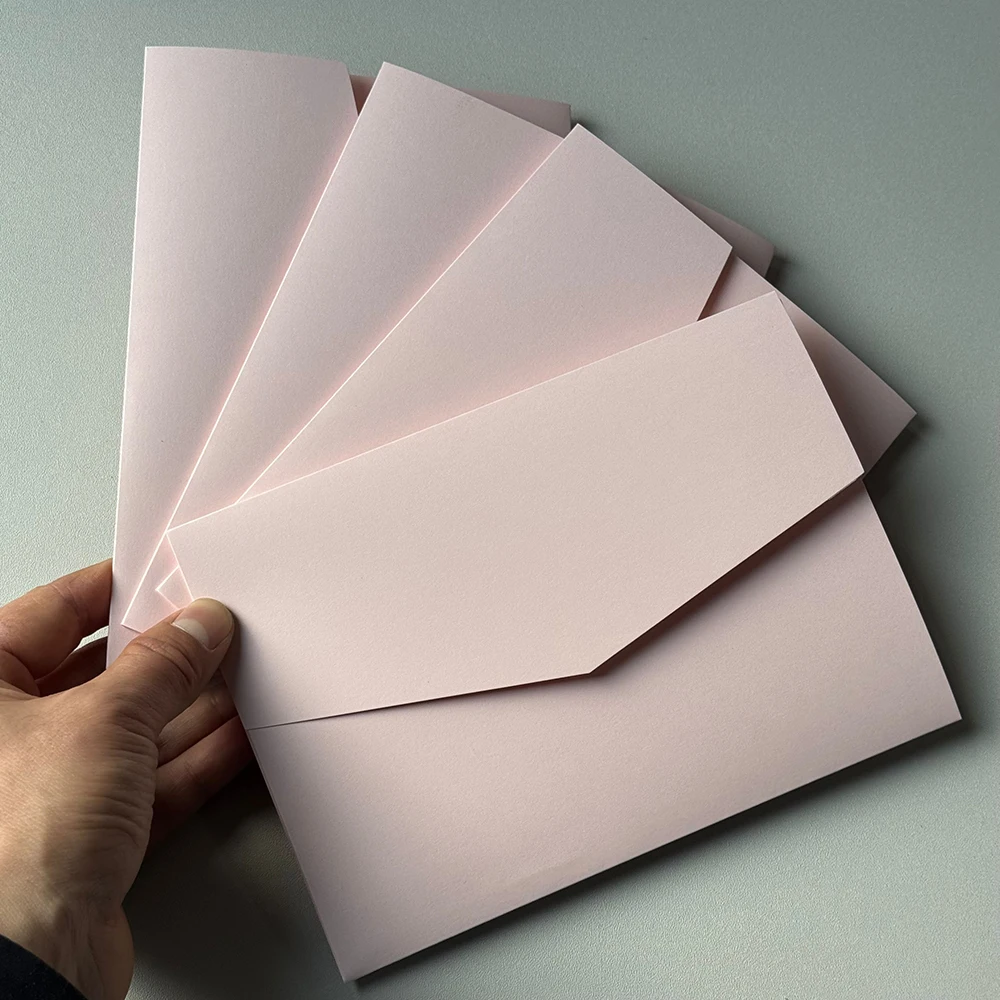 20 or 25pcs Blank Pocketfold Card Invitation DIY wedding paper envelope，DIY invitation,invitation,light pink