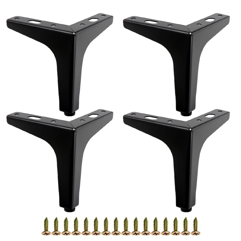 Furniture Feet 4Pcs Iron Replacement Right Angle Support Table Sofa Bed Legs With Anti-slip Foot Pad