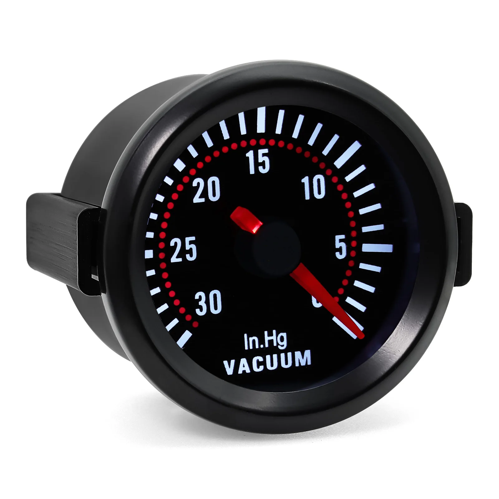 52mm Car Vacuum with Sensor-30~0 In.Hg Gauge Universal Air Press Gauge Pointer Meter Smoke Len White LED for Gasoline Car 12V