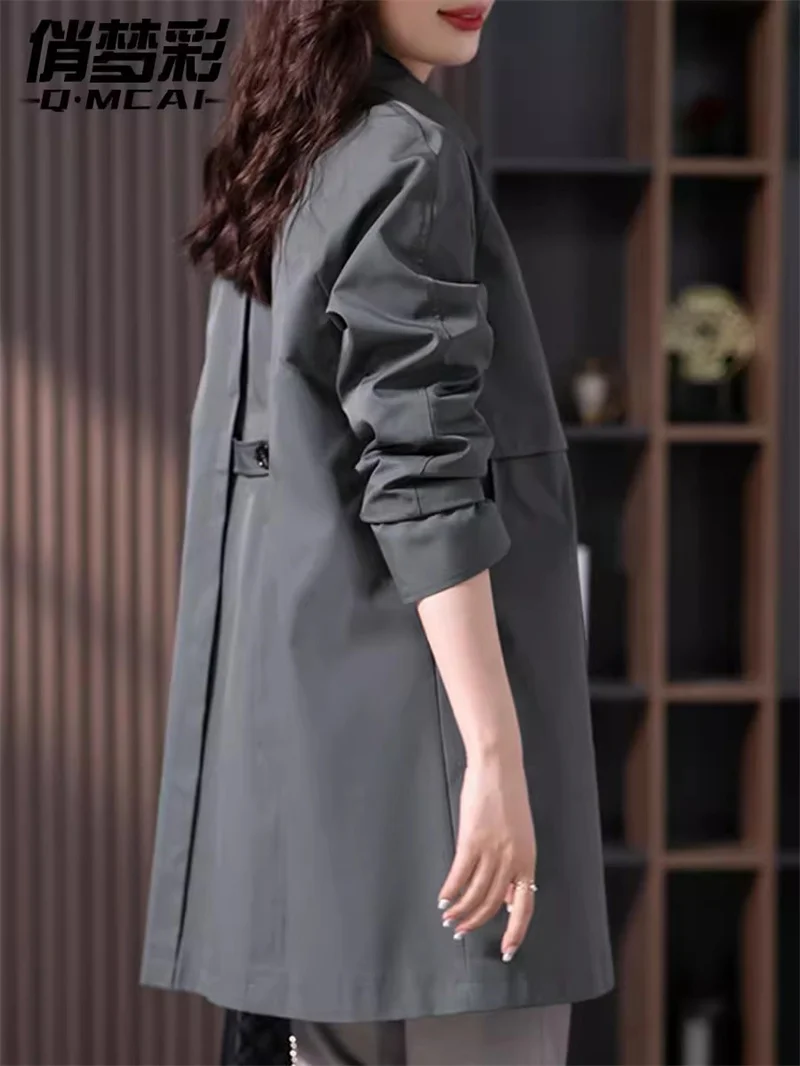 Small Coat Jacket for Women's Spring Autumn Haute Couture British Trench Coat 2024 New Temperament age Reducing Mid Length Top