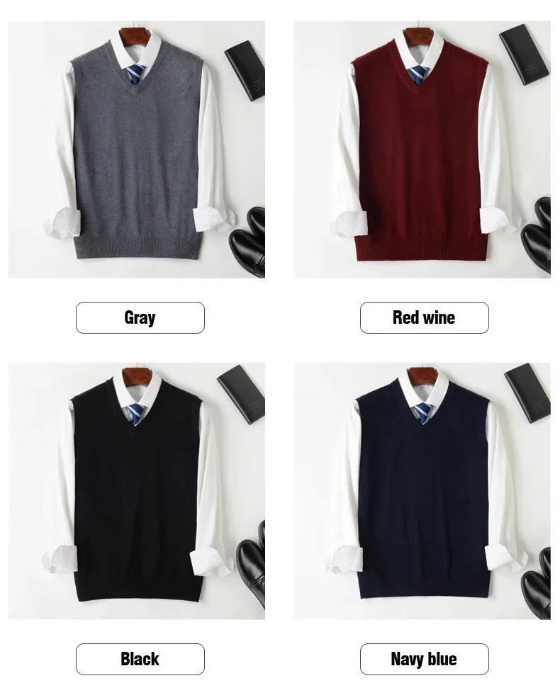 Description Picture 3 of itemAutumn 2024 New Men's Knitted Vest Pullover Sweater 8XL 7XL Plus Size Fashion V-neck Casual All-match Loose Sleeveless Clothes