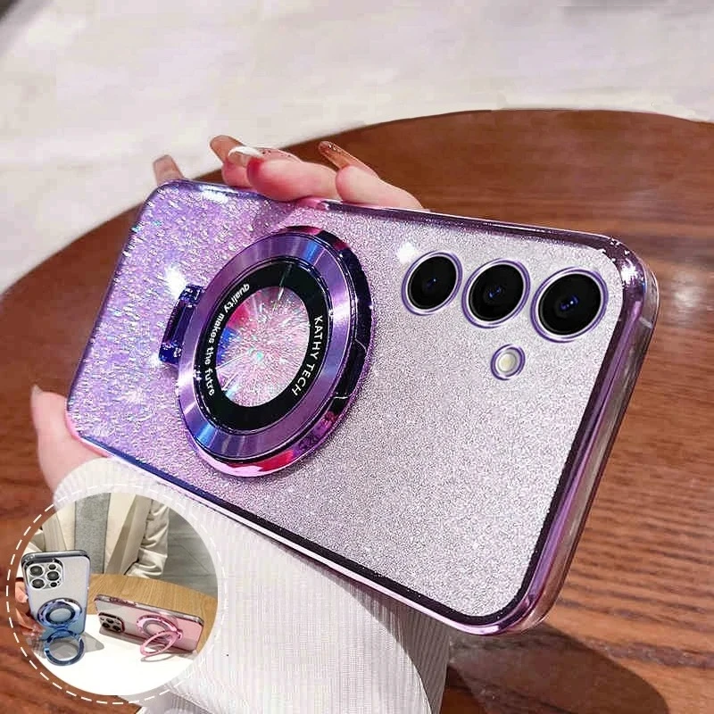 Glitter Plating Silicone Case with Holder and Stand