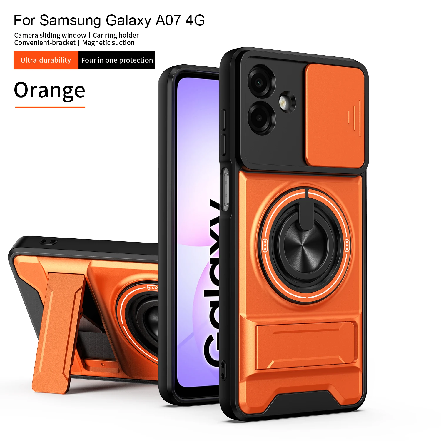 Enhanced Magnetic Fold Holder Military Armor Phone Case with Camera Protection