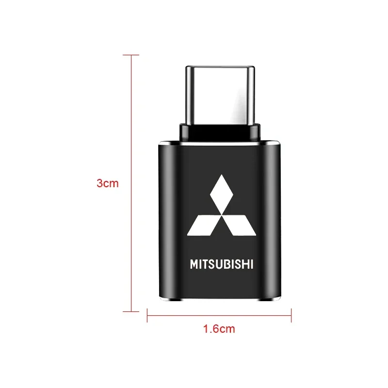 자동차 USB 타입 C 케이블 변환기 충전 어댑터 미쓰비시 랜서 ASX 미라지 파제로 엑스팬더 아트라지 용 자동차 용품 엠블럼