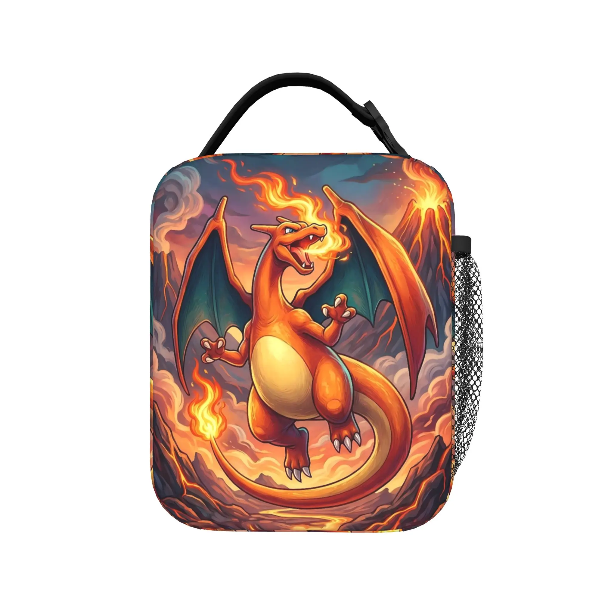 Swirl Fire Manga Lunch Bag - Stylish Portable Oxford Cooler Bag
