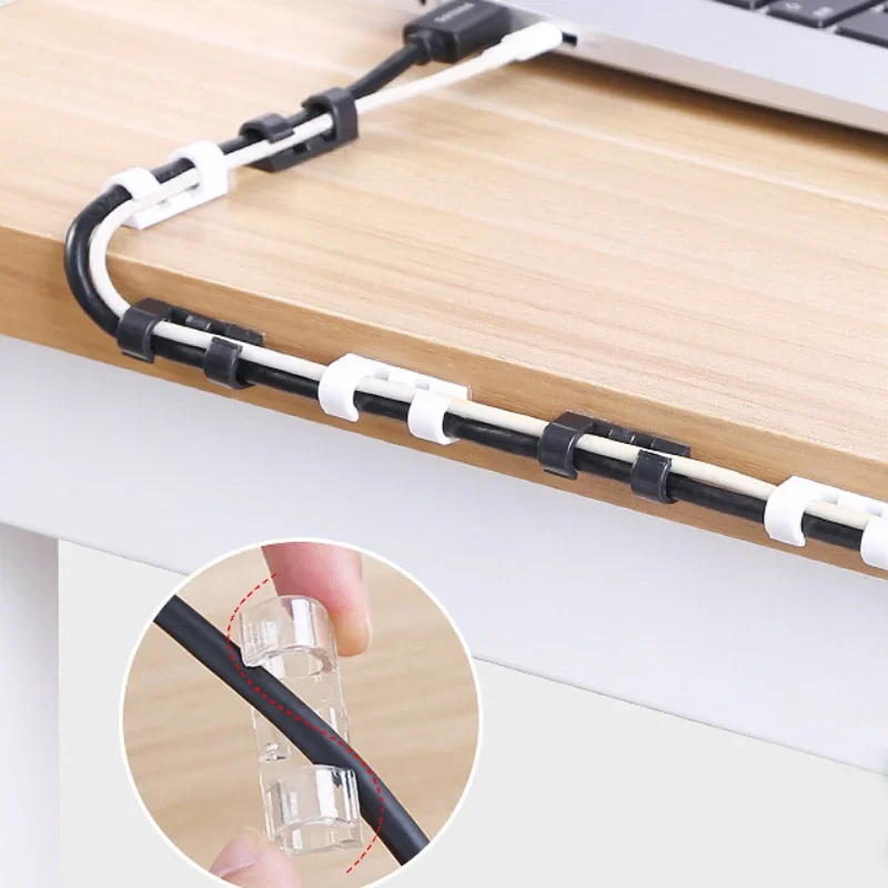 20pcs/set Desk USB Organizer Cable Holder Self-adhesive Cable Clip Cord Holder Cable Winder Wire Clips Office Accessories