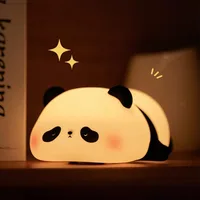 Panda-Shaped LED Night Light - USB Rechargeable Silicone Timer Lamp with Soft Glow for Kids' Bedroom  &  Nursery Decor 1