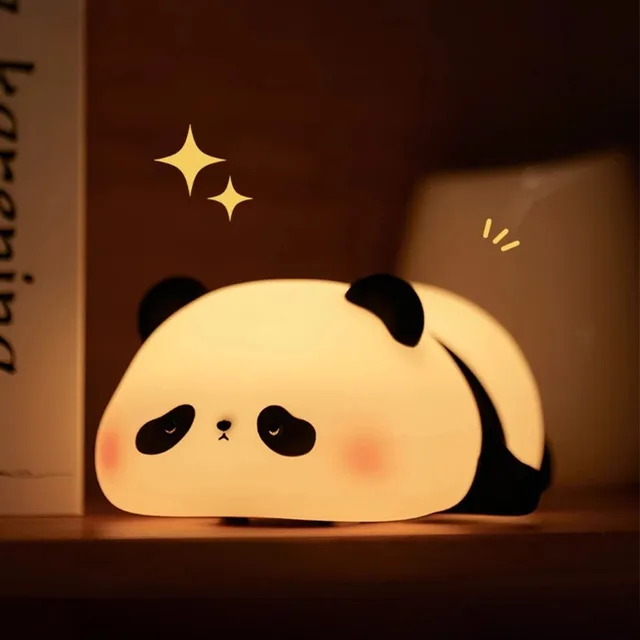 Panda-Shaped LED Night Light - USB Rechargeable Silicone Timer Lamp with Soft Glow for Kids' Bedroom  &  Nursery Decor 1
