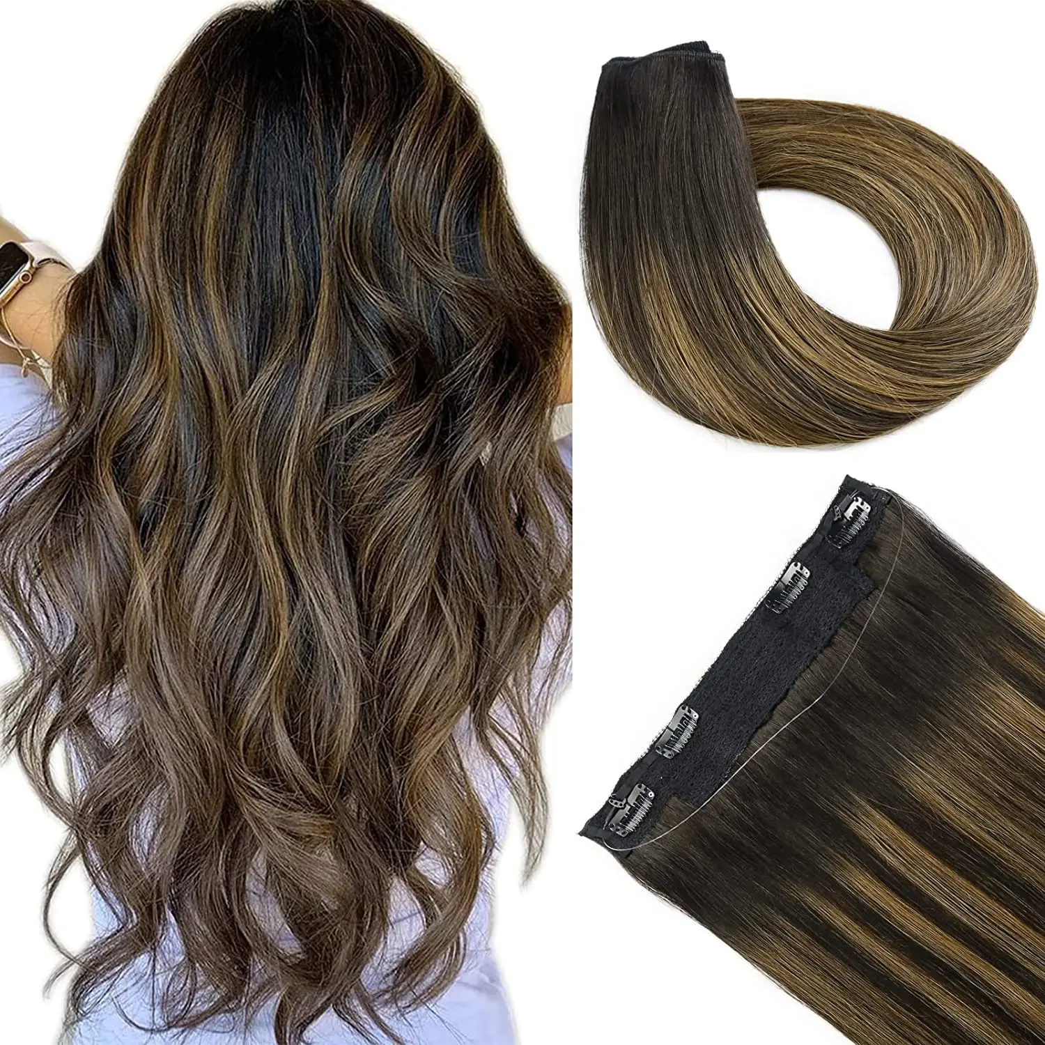 Ysg Hair Human Hair Extensions Ombre Natural Black Brown Balayage Color