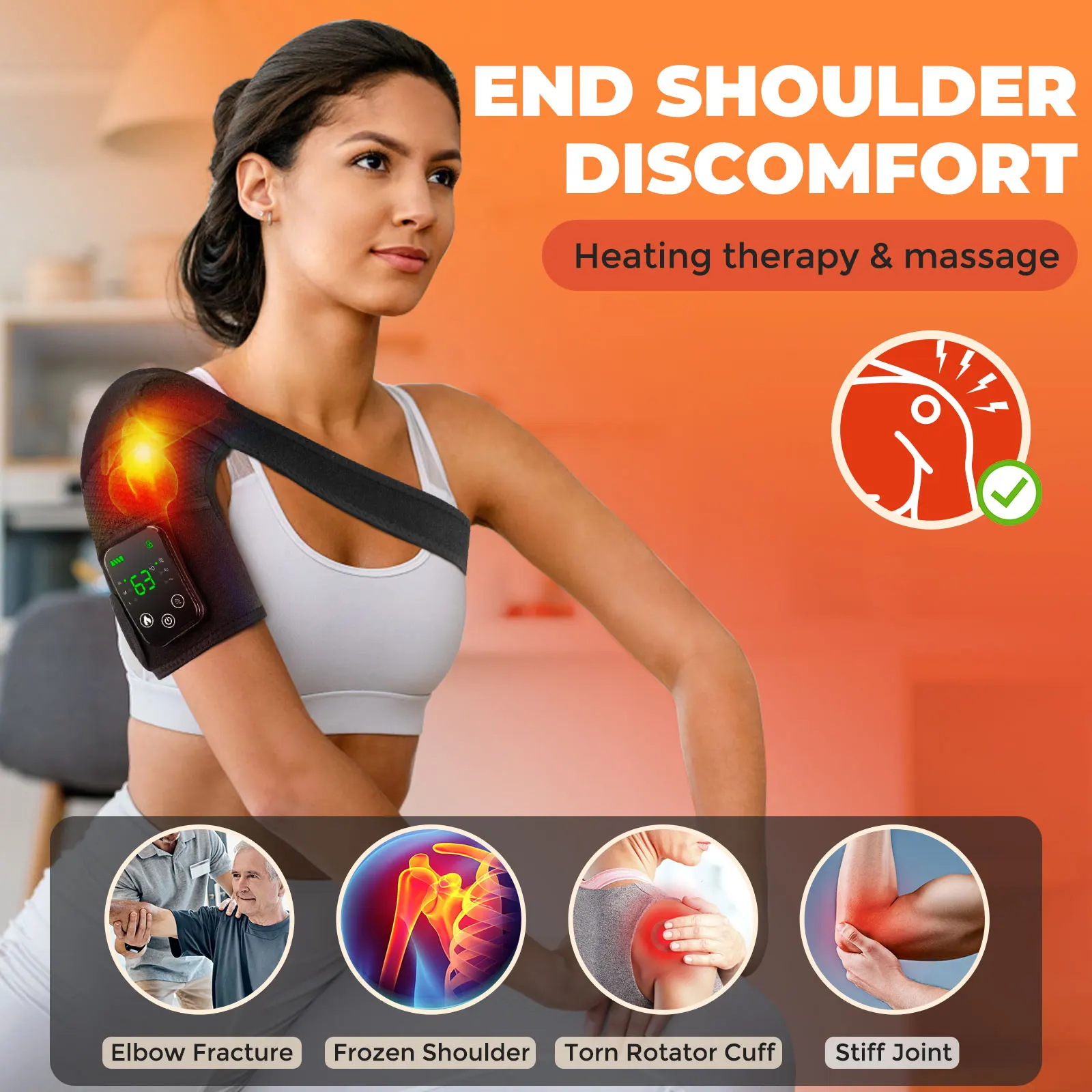 Eletric Heating Shoulder Massage Instrument Vibrator 3-Level Thermal Knee Pad Joint Brace 3 in 1 for Elbow Leg Muscle_voghion.com