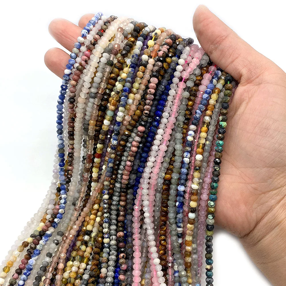 

Natural Stone Abacus Beads Faceted Amethyst Tourmaline Agate Quartz Crystal Loose Beads For DIY Jewelry Making Necklace Bracelet