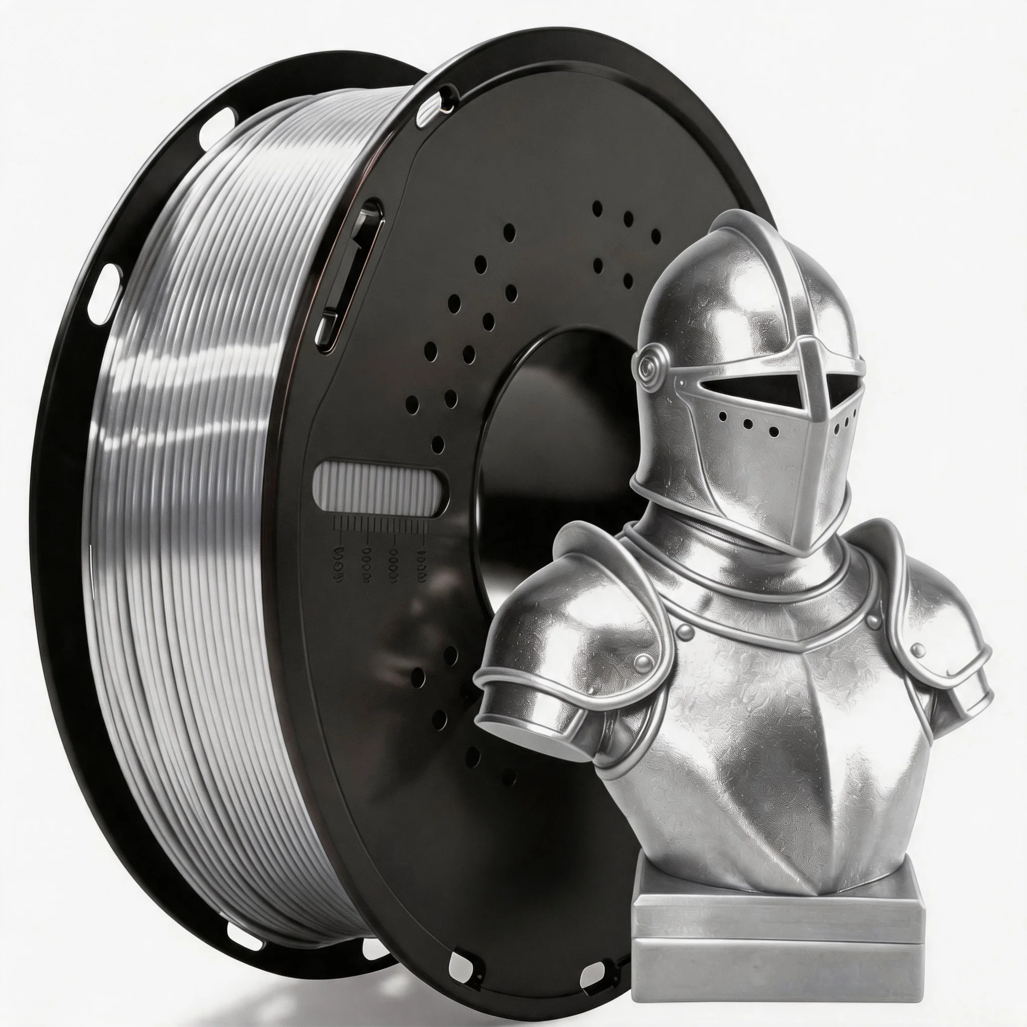 실크 실버 PLA 필라멘트 1.75mm 직경 1kg 스풀 (3D 프린터용) - 광택 있..