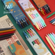 

JIANWU 5Pcs/Set Morandi Gel Pen Retro Multicolor 0.5mm Macaron Student Drawing Writing Neutral Ballpoint Pen Stationery Supplies