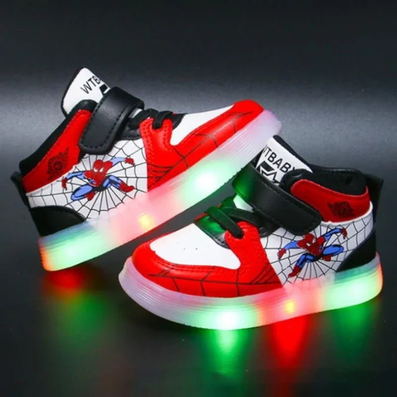Disney LED Light Shoes – Spiderman Design, Breathable Kids Sneakers for Boys and Girls 2
