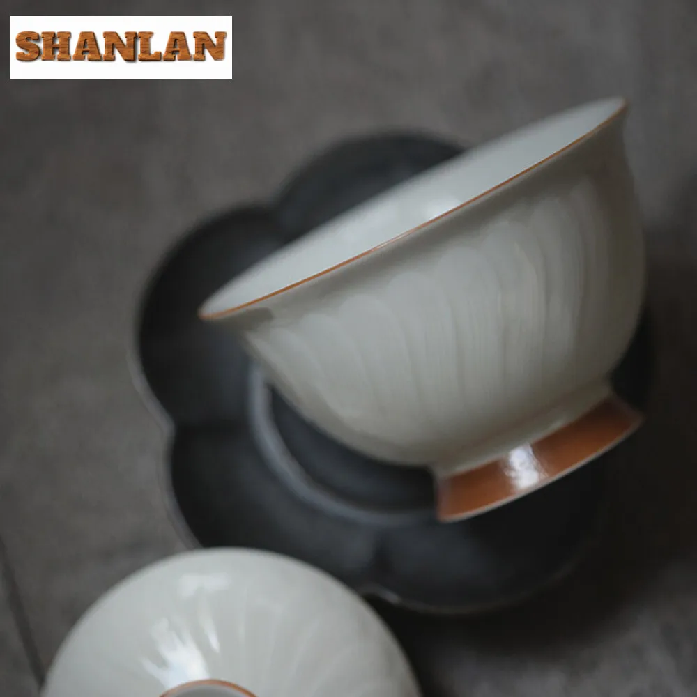 130ml Boutique Pink Green Porcelain Gaiwan Chrysanthemum Petal Tea Tureen Household Tea Maker Cover Bowl Items Decoration