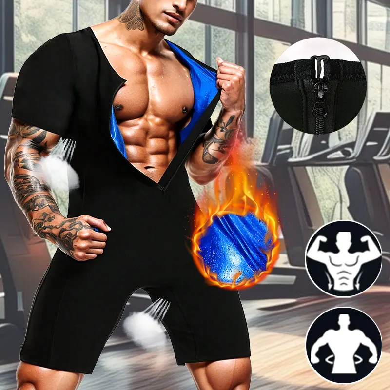 Sauna Shirt for Men Full Body Bodysuits Sweat Suit Compression Shirt Vest Shapewear Weight Loss Body Shaper Sweat Enhancing Tops