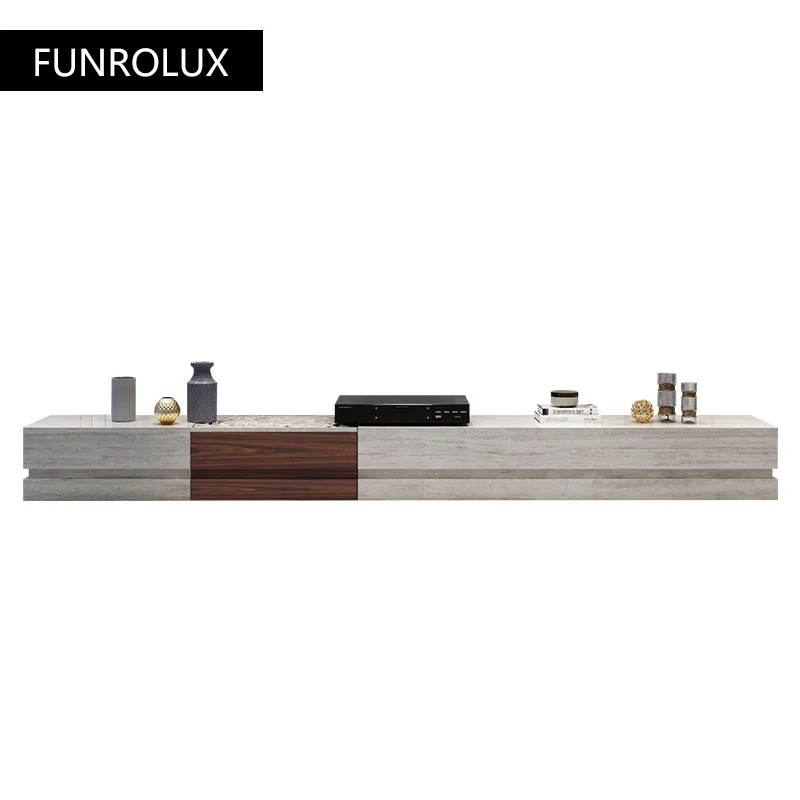 

Modern Natural cave stone white hole carved TV cabinet and tea table combination set low cabinet floor cabinetS-103G