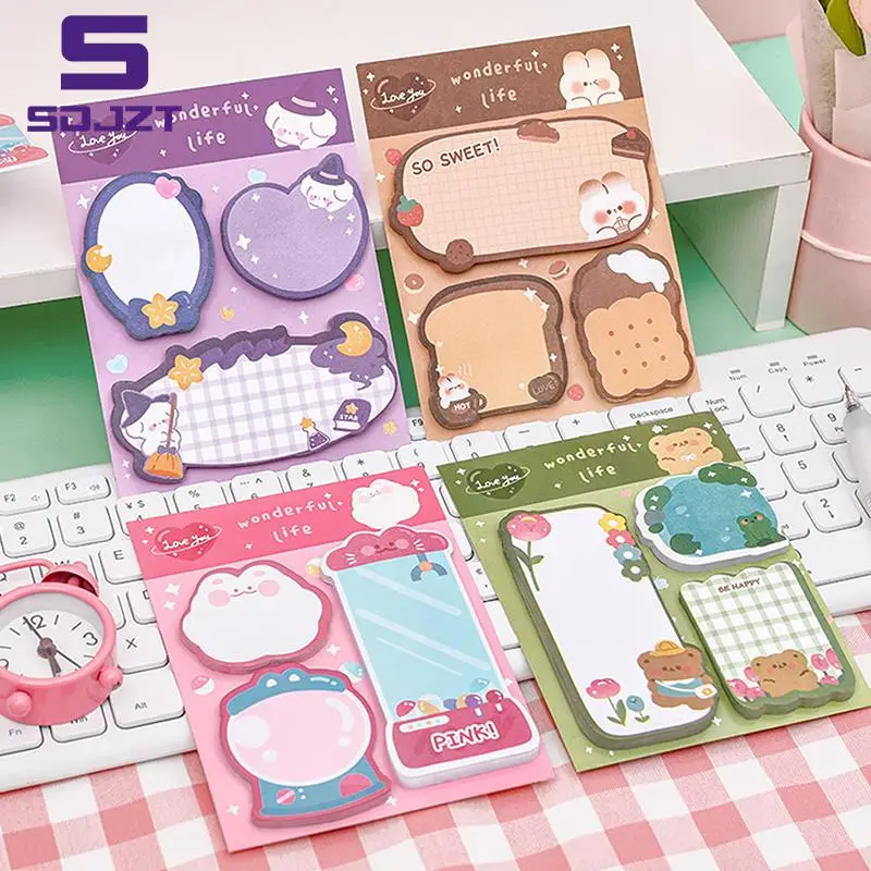 

Kawaii Cartoon Strawberry Rabbit Bear Sticky Notes Memo Pad Cute Message N Times Sticky Office Stationery Supply Journal Planner