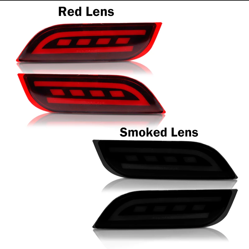 Red/Smoked Lens Red LED Rear Bumper Reflector Lights