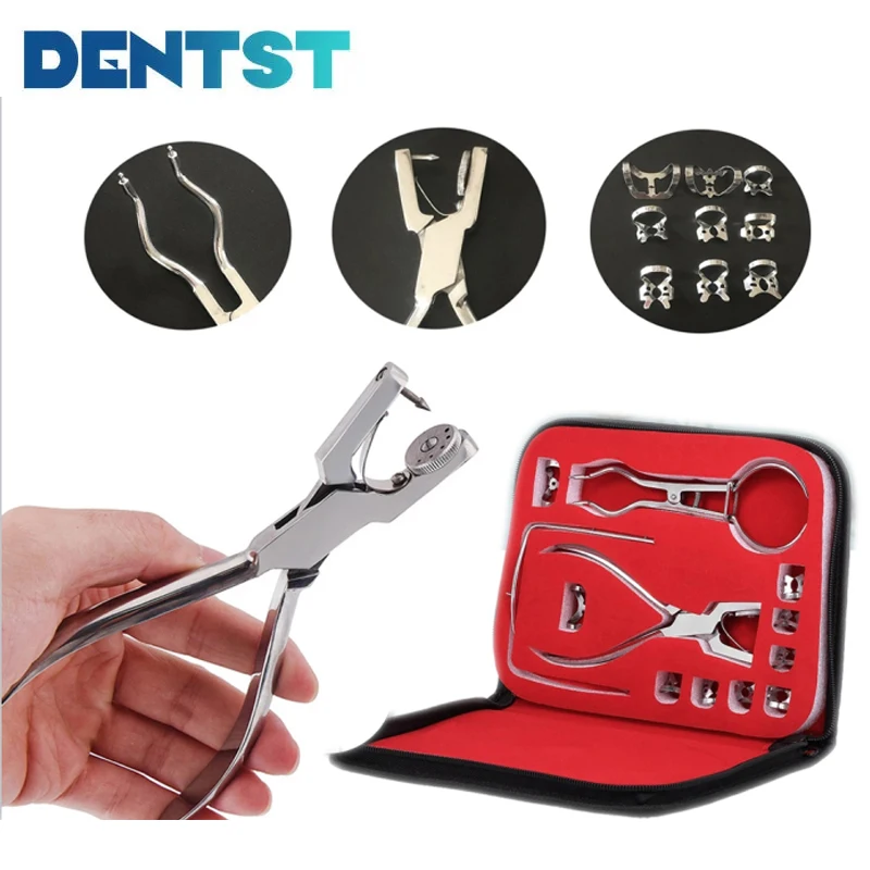 

1Set Dental Rubber Dam Perforator Puncher Kit Teeth Care Pliers Orthodontic Tool Clamps Hole Frame Barrier Clips Dentist Tools