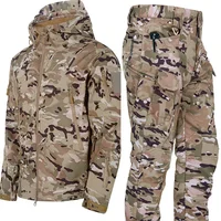 New Men's Winter Jacket Tactical  Sets Fleeced Sharkskin Windproof Waterproof Padding Suits Paintball Uniform Pockets Camo 2