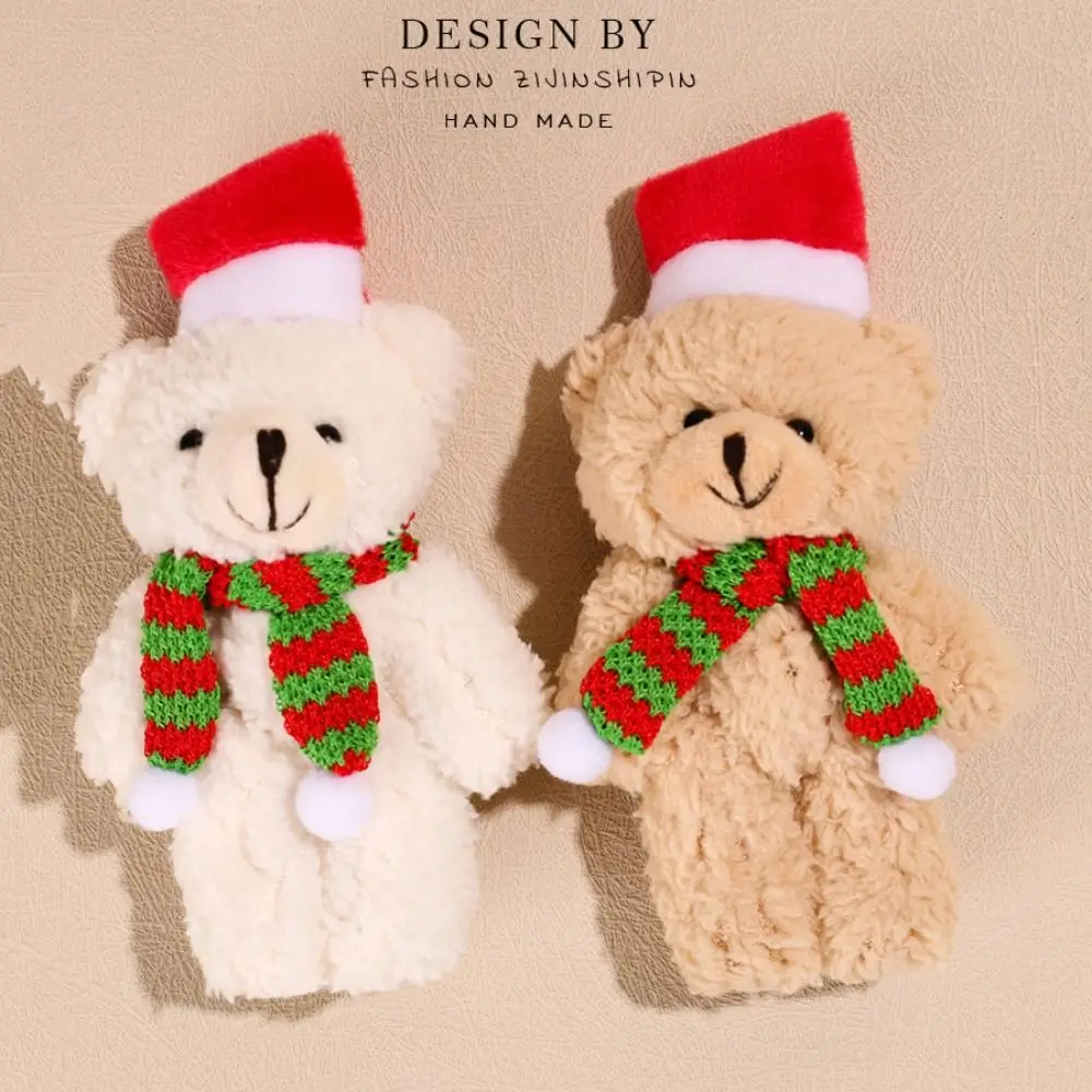 Christmas Plush Bear Scarf Flower Shop Holding Flower Bundle Gift Box with Hand Gift Cake Decoration Couple Teddy Bear 50pcs love again human series material book ins scenery literature hand ledger diy decoration material