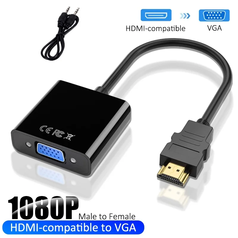 1080P HDMI Adapter Display Port HDMI to VGA Adapter Cable Male to Female Converter for PC Computer Laptop HDTV Monitor Projector