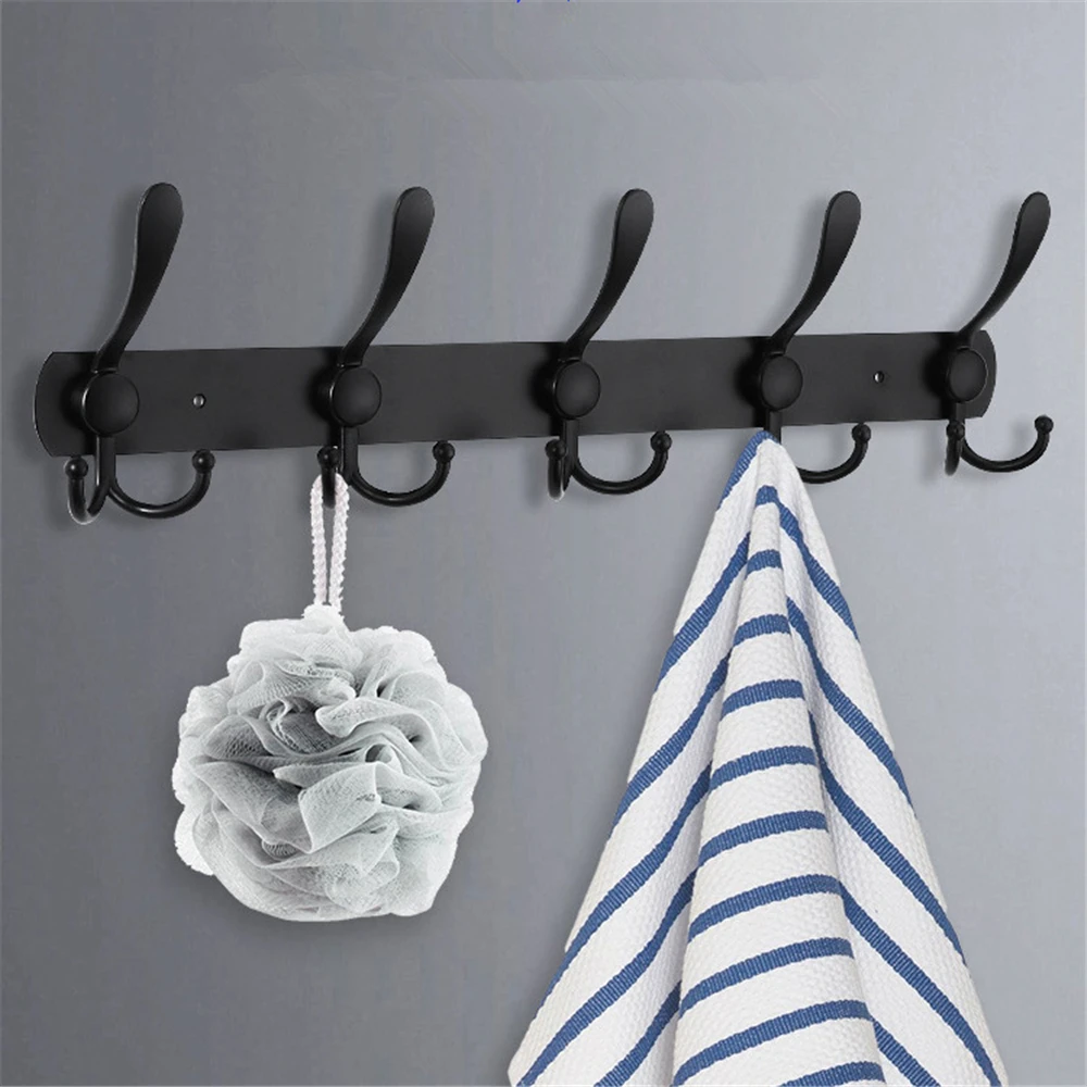 Stainless Steel Black Robe Hook Towel Hook Key Holder Coat Clothes Hanger  Hook Hardware Hat Scarf Handbag Storage Shelf Bathroom