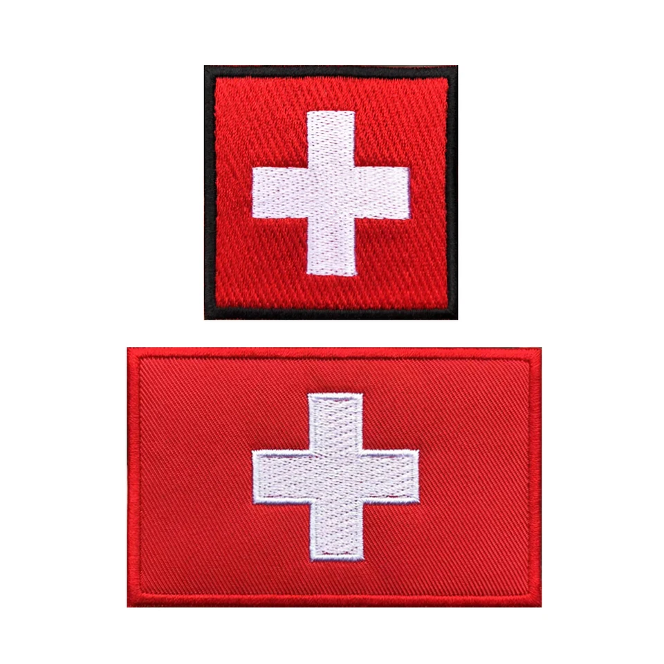 2 Toppe Ricamate Con Bandiera Svizzera, 8x5 Cm, Con Gancio E Anello – Per Zaini, Cappelli, Gilet Tattici