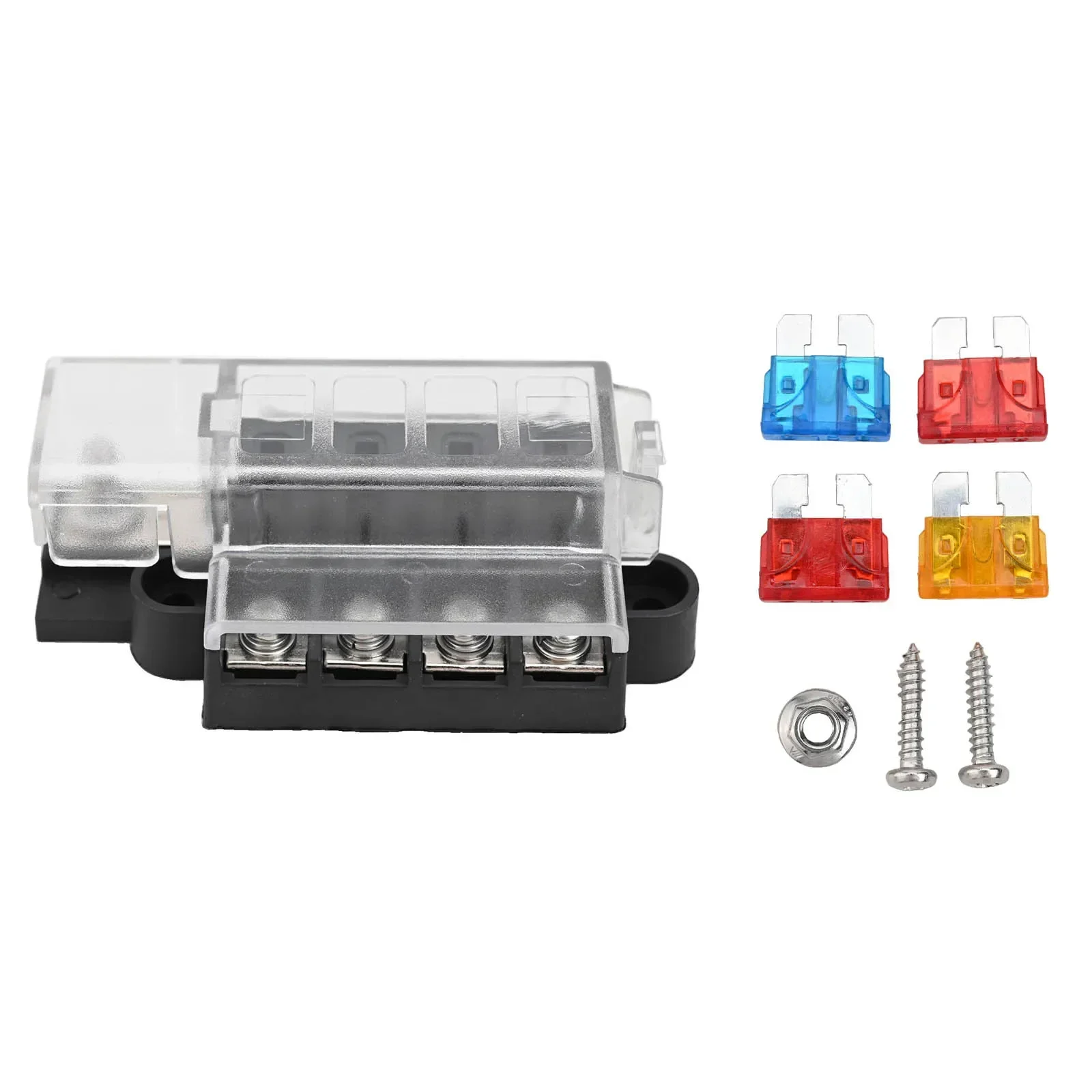 Innovative Design Transparent Cover on the Sturdy 4 Gang Fuse Box Ensures Visibility of Installed For ATO ATC Fuses