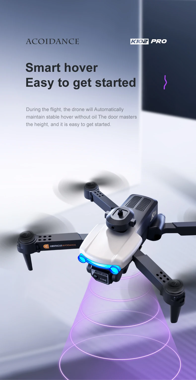 K102 Pro Drone, the drone automatically maintain stable hover without oil the door masters the height