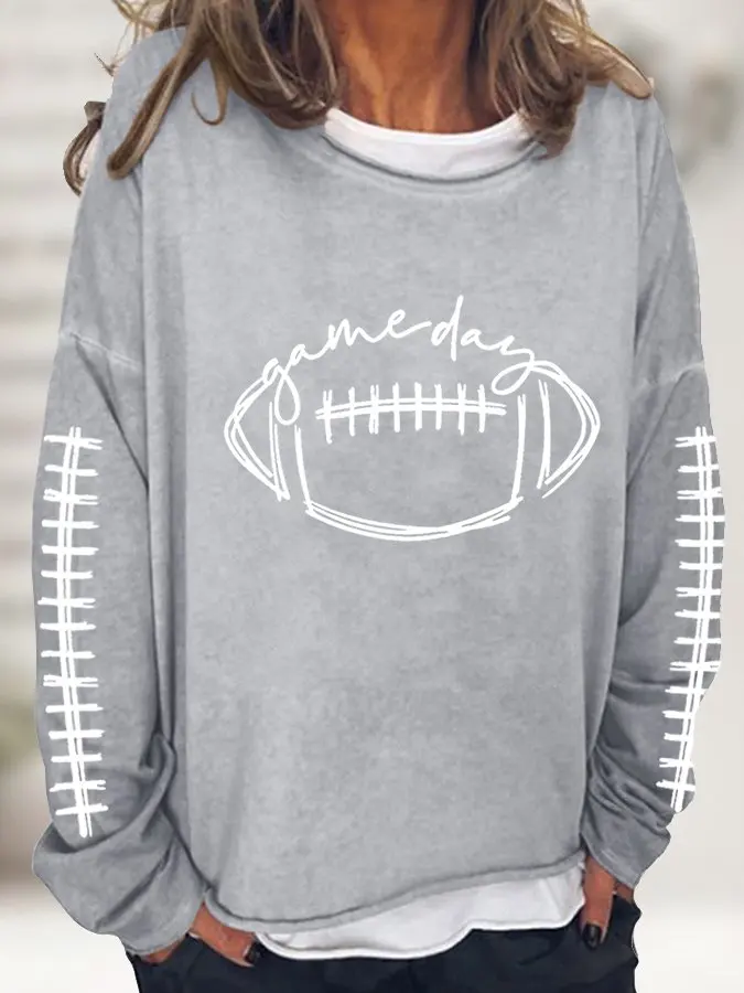 

Women Game Day Football Lover Casual Long Sleeve Top
