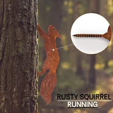 

Silver Slowly Oxidizes Rustiequirrel Running Tree Stake Patina Decoration Height Metal Squirrel Figure Garden Statue Decor