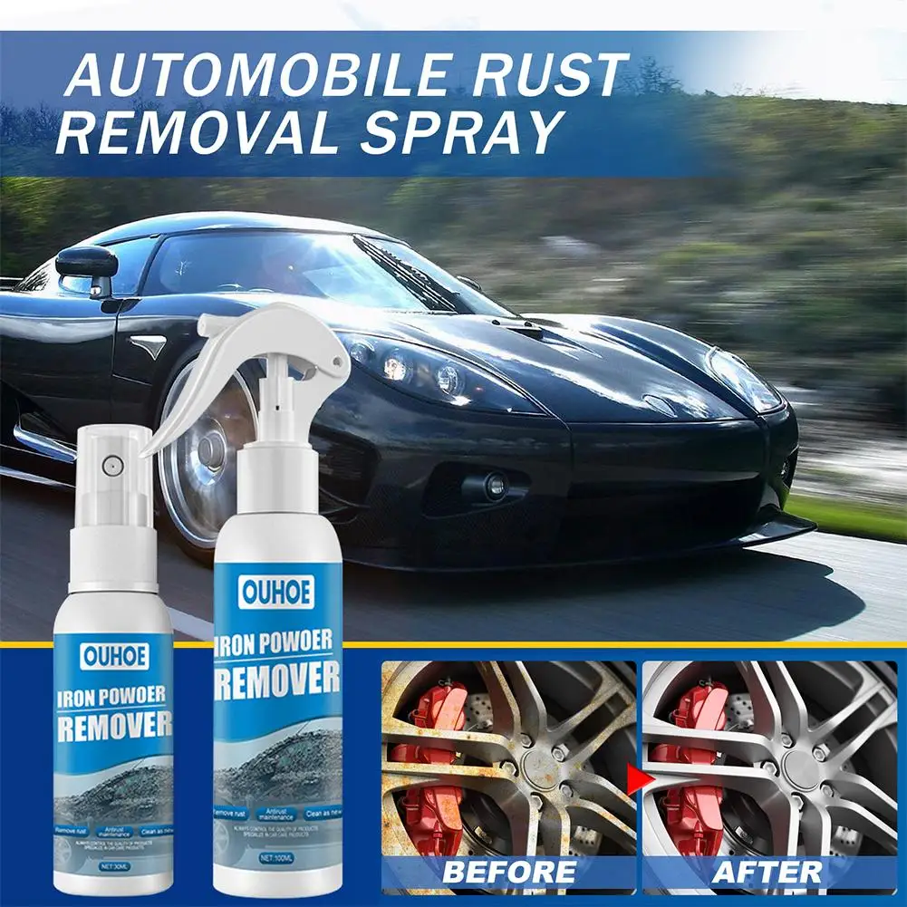 100/30ml Car Rust Remover Spray Metal Paint Cleaner Cleaning Car Powder Rust Iron Remover Maintenance Spray