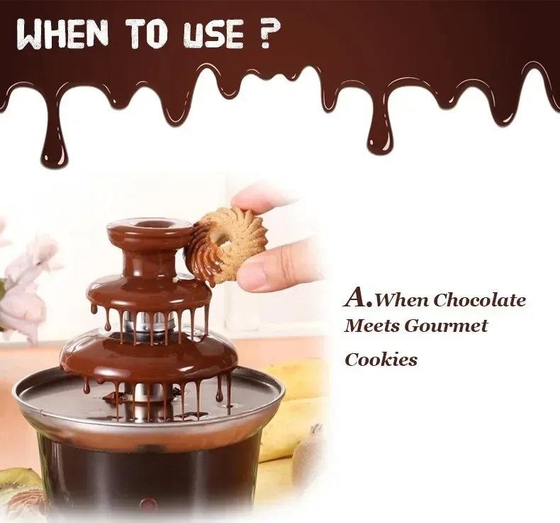 Description Picture 5 of item3 Layers Mini Chocolate Fountains Fondue Waterfall Maker Machine Home Event Exhibition Wedding Birthday Party EU/US