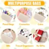 6pcs Blank DIY Craft Bag Canvas Pencil Case Blank Beige Makeup Zipper Bags- Pencil Pouch Cosmetic BagTravel Toiletry Bag 6