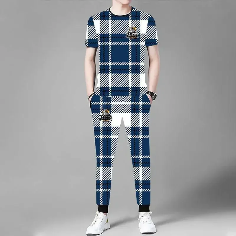 thumbnail image 1 of Conjunto deportivo de chándal de alta calidad para hombre, camiseta de lujo, pantalones deportivos, conjuntos de ropa negra para hombre, tendencia 2024, verano fresco, 1 of 5