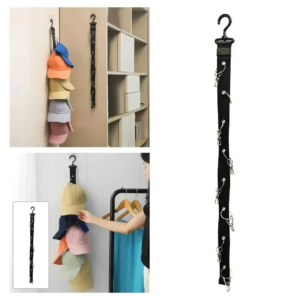 Hanging with Hook with Metal Clips for Hat Storage Caps Hanger Golf Hats Collections Stand Rack Baseball Cap Organizer Hook 1PCS