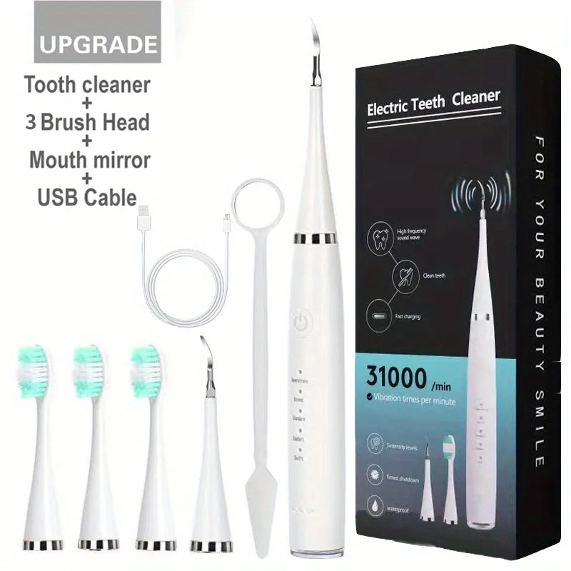 Tartar applicator, tartar removal tool, 5 modes, USB fast charge, 5 replaceable brush head electric toothbrush cleaning set 5