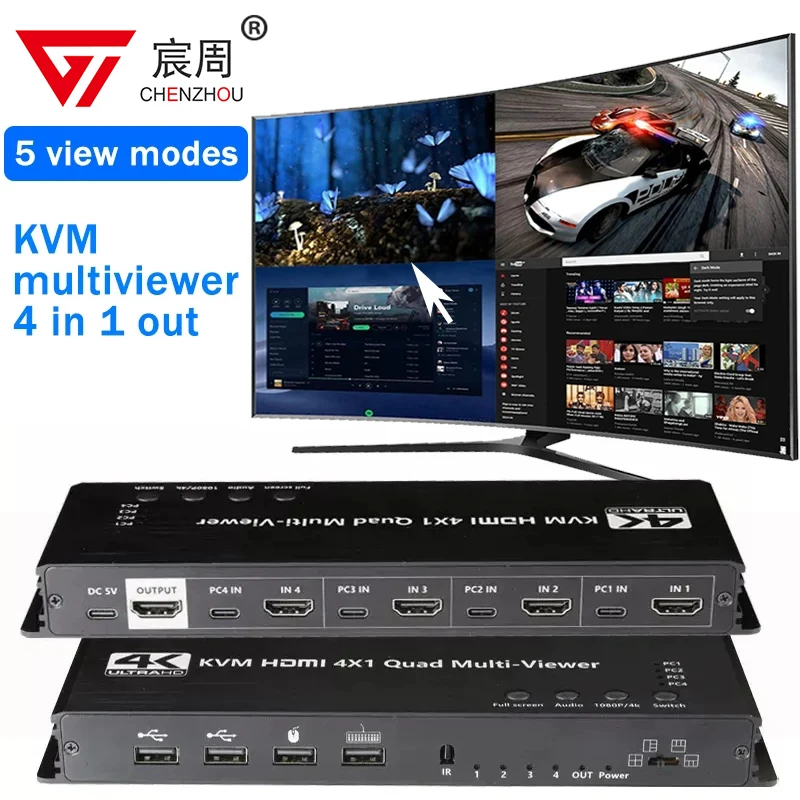 4K HDMI KVM ġ 4x1  Ƽ  4 Է 1  KVM HDMI μ ũ Ƽ 4 PC  콺 Ű Ȱϰ 