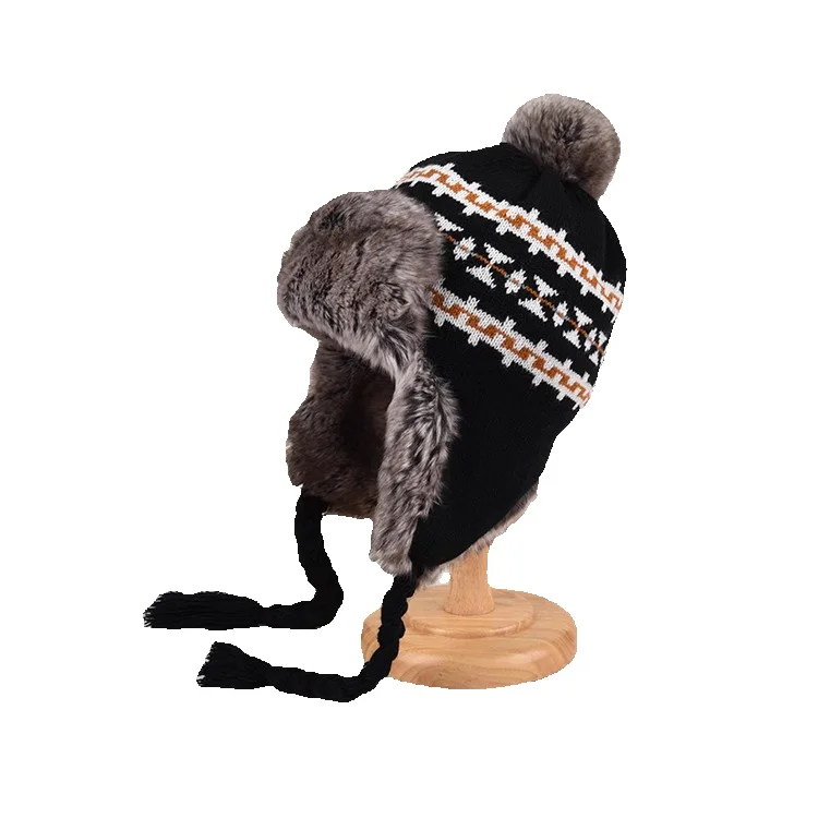Gestrickte Lei Feng Damen Winter koreanische Version süße warme Ohrenschutz Herren Kälteschutz dicke Plüsch Wollmütze_voghion.com