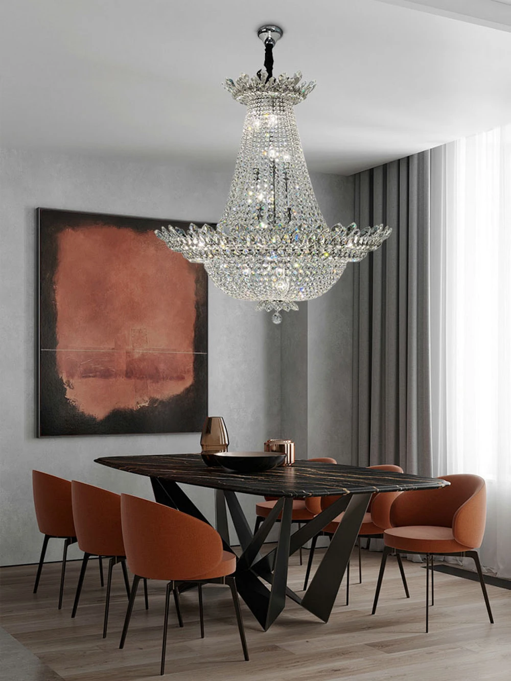 Description Picture 3 of itemDimmable LED K9 Crystal Chrome Staircase Chandelier Lighting Hanging Light Lustre Suspension Luminaire Lampen For Living Room