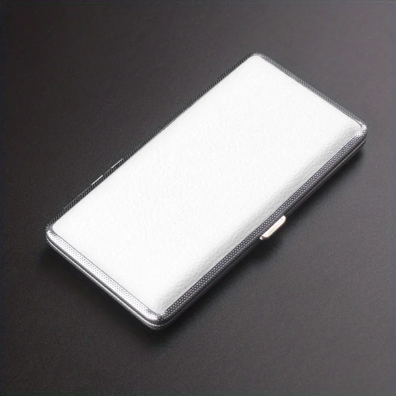 Deluxe PU Leather Metal Cigarette Case - Holds 14 Extra Long Cigarettes