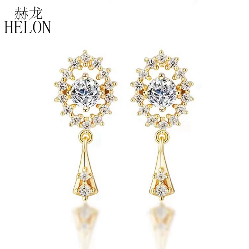 

HELON Round Moissanite Solid 9k Yellow Gold Stud Earrings for Women Fine Jewelry for Wedding Engagement Anniversary Party