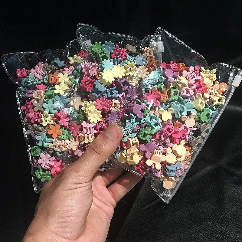 New 50 Bags of Mini Small Catch Clip Small Flower Hairpin Korean Children Cute Hairpin Baby Princess Hairpin Headgear 50pc 13mm mini metal slides tri glides wire formed roller pin buckles strap slider adjuster for bags garment leather accessories