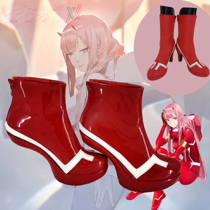 

Darling In The Franxx Zero Two Code 002 Red High Heel Cosplay Shoes Boots Adult Halloween Party Cosplay Costume Accessories