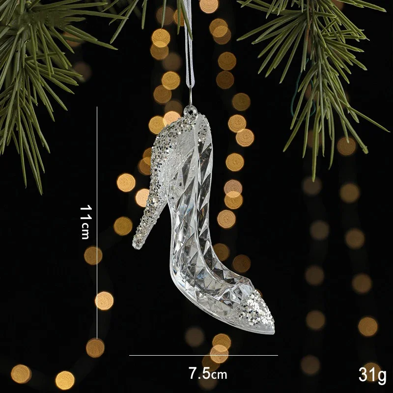 thumbnail image 1 of Colgantes de ángel de copo de nieve acrílico transparente para árbol de Navidad, adornos colgantes de cristal 2024, decoraciones para el hogar, regalo de Año Nuevo 2025, 1 of 5